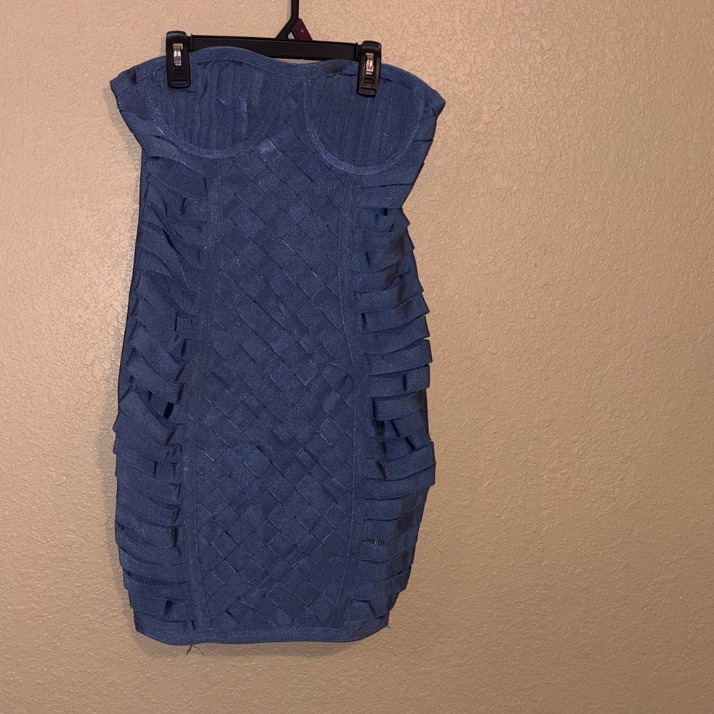 Fashion Nova Strapless Blue Dress